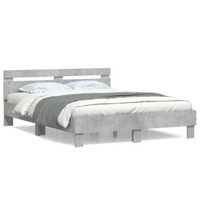 cama matrimonial  cama para adultos  cama con cabecero madera de ingenieria gris hormigon 150x200 cm