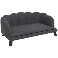 pawhut sofa para perros medianos sofa cama para mascotas tapizado en terciopelo con patas de madera 985x605x355 cm gris