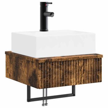 Lavabo De Lavado Montado En La Pared Roble Ahumado Vidaxl