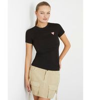 guess para mujer w2yi44j1314 camiseta elastica con logotipo triangulo pequeno negro s casual algodon manga corta