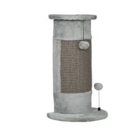 pawhut rascador para gatos aranador para gatos con poste de sisal y bolas colgantes 34x255x58 cm gris