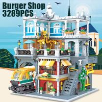 3289 piezas bloques de construccion de hamburgueseria con luz modelo de casa escena urbana ladrillos de metro juguetes para ninas y regalos para adultos