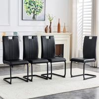 set de 4 sillas - mueble para comedor - pu - negro 52x405x98cm