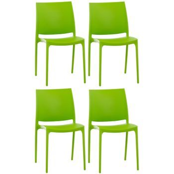 Set De 4 Sillas Apilables Maya Plástico Verde 50x44x81 Cm Clp