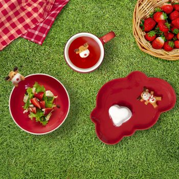 Plato llano para niños gres rojo