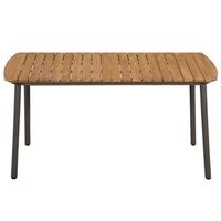 mesa de jardin  mesa de exterior madera maciza de acacia y acero 150x90x72 cm