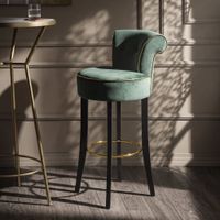 taburete de tela verde con respaldo cm 46x48x96
