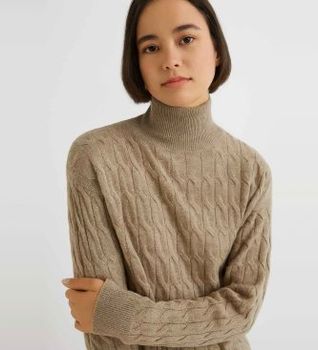 Marella para mujer. 2523366094200 Jersey de cuello alto de mezcla de cachemira Aereo marrón (XXL), Casual, Lana