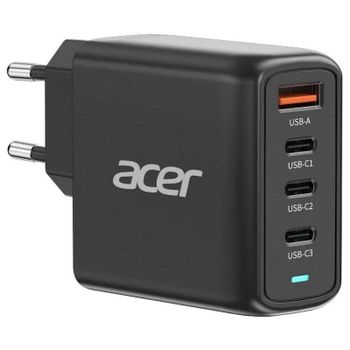 Acer Cargador GaN II 100W PD Carga Rápida 3x USB-C 1x USB A cable 2 metros incluido, negro