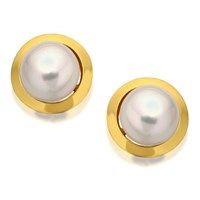 9ct gold freshwater pearl earrings - g0937