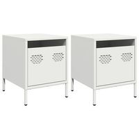 pack 2 uds mesitas de noche  mesilla de noche acero blanco 35x39x435 cm