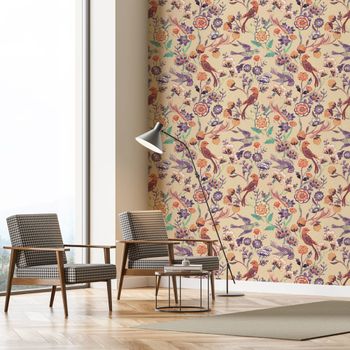 Papel pintado tapiz antiguo de flores  156x270cm