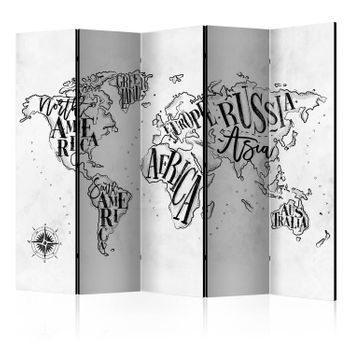 Biombo - Retro Continents (grey) Ii (225x172 Cm)