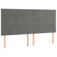 cabecero cama mueble de dormitorio con luces led terciopelo claro 200 x 5 x 118128 cm gris m020002631