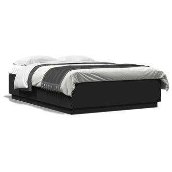 Estructura De Cama Madera De Ingeniería Negra 150x200 Cm Vidaxl