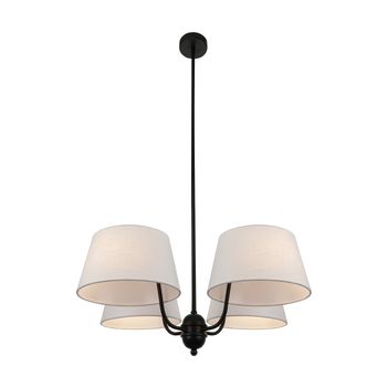 Lámpara de techo mariza 4xe14 negra con 4 pantallas beige