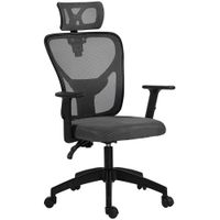 vinsetto silla de oficina ergonomica y regulable con soporte lumbar y reposacabezas 66x61x106-116 cm gris   aosom espana