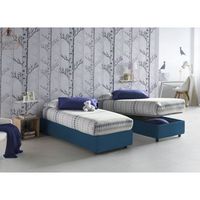 talamo italia cama individual con contenedor silvia sommier made in italy cama con revestimiento de tela apertura frontal apta para colchon 80x200 cm azul
