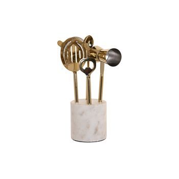 Coctel Set 4 Inox Marmol 10x3x21 Blanco