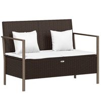 banco de jardin de 2 plazas  banco de exterior  silla de jardin con cojines ratan sintetico marron