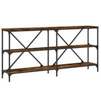 mesa consola hierro madera ingenieria roble ahumado 160x30x75cm vidaxl