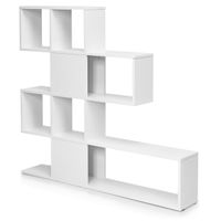 costway estanteria de esquina de 5 niveles libreria moderna de estilo escalera 120 x 195 x 109 cm blanco