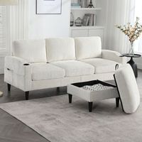 sofa de 4 plazas con otomana y espacio de almacenamiento portavasos bolsillos laterales y tapizado de terciopelo