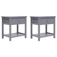 juego de 2 mesitas de noche con cajon y estante 40 x 29 x 42 cm madera de paulownia gris dec035314