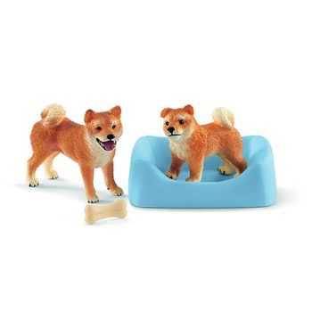 Schleich Farm World 42479 - Figura Shiba Inu Madre Y Cachorro