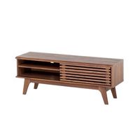 mueble de tv madera oscura estante almacenaje gestion de cables moderno toledo - madera oscura