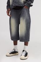 tall tinted washed longline jorts gris