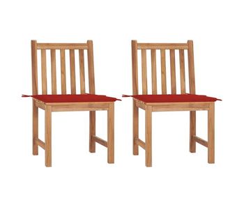Sillas de jardin 2 unidades madera maciza de teca con cojines