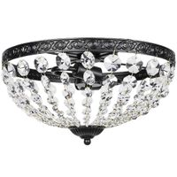 homcom lampara de techo de cristal vintage con 2 casquillos e14 40w con 168 cuentas de cristal para dormitorio salon negro