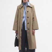 barbour womens barbour beatrix showerproof trench - light trenchsky dress tartan - 14