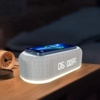 cargador inalambrico bakeey 15w con despertador luz regulable y altavoz bluetooth para telefonos inteligentes habilitad