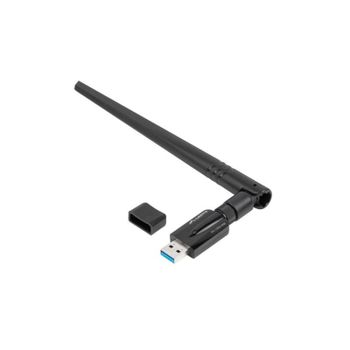 Adaptador Wi-Fi Lanberg NC-1200-WIE USB 1200 Mbps Doble Banda Antena Externa Negro