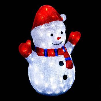 Muñeco De Nieve Exterior Iluminado H48cm 90 Led Con Panel Solar