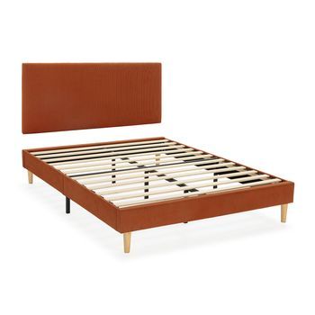 Base Tapizada + Cabecero Bari 150x190 Cm Teja