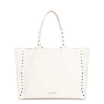 bolsa de compras suave con aplicación de remaches y asas metálicas butter