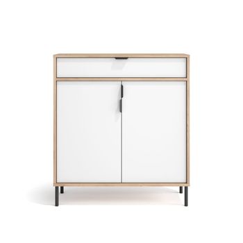 Zapatero en melamina roble claro puertas blancas 89x80x29 cm