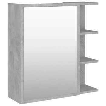 Armario Espejo Baño | Mueble Baño Contrachapada Gris Hormigón 62,5x20,5x64 Cm