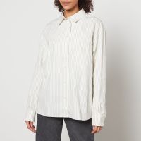 anine bing braxton monogram striped cotton-poplin shirt - m