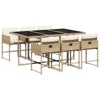 set comedor de jardin 7 piezas  mueble de jardin con cojines ratan sintetico beige