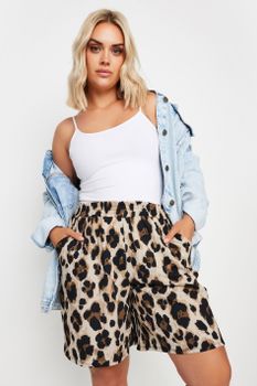 Yours Bermudas Textura Marrones De Leopardo , Mujer Curvy Y Tallas Grandes, Yours