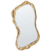 espejo de pared con forma irregular estilo moderno marco mdf 75 x 37 cm vidrio dorado sery