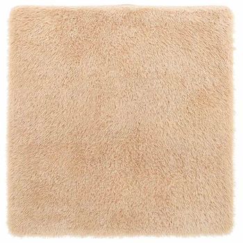Alfombra Peluda De Pelo Largo Navarra Beige 200x200cm Poliéster Vidaxl