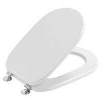 asiento de wc sintesis tapa de inodoro en acabado blanco con bisagras de metal