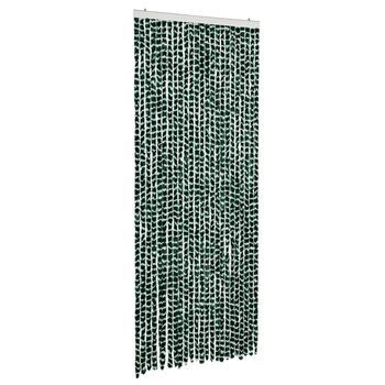 Cortina Antimoscas Chenilla Verde Y Blanco 100x230 Cm