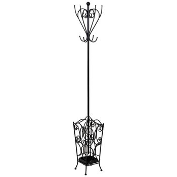 Perchero de metal con 4 ganchos 35x35x181h cm. Negro