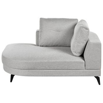 Chaise Longue Moderna Derecha Tapizado De Lino Sintético Repelente Al Agua Patas De Hierro Negras Con Cojines Gris Yuri